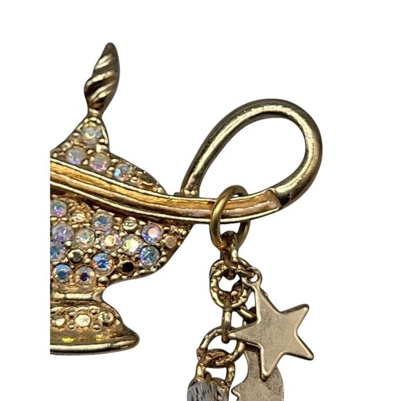 Kirks Folly Alladin Lamp Broock 18k Gold Plated Aurora Borealis Rhinestones - Picture 12 of 15